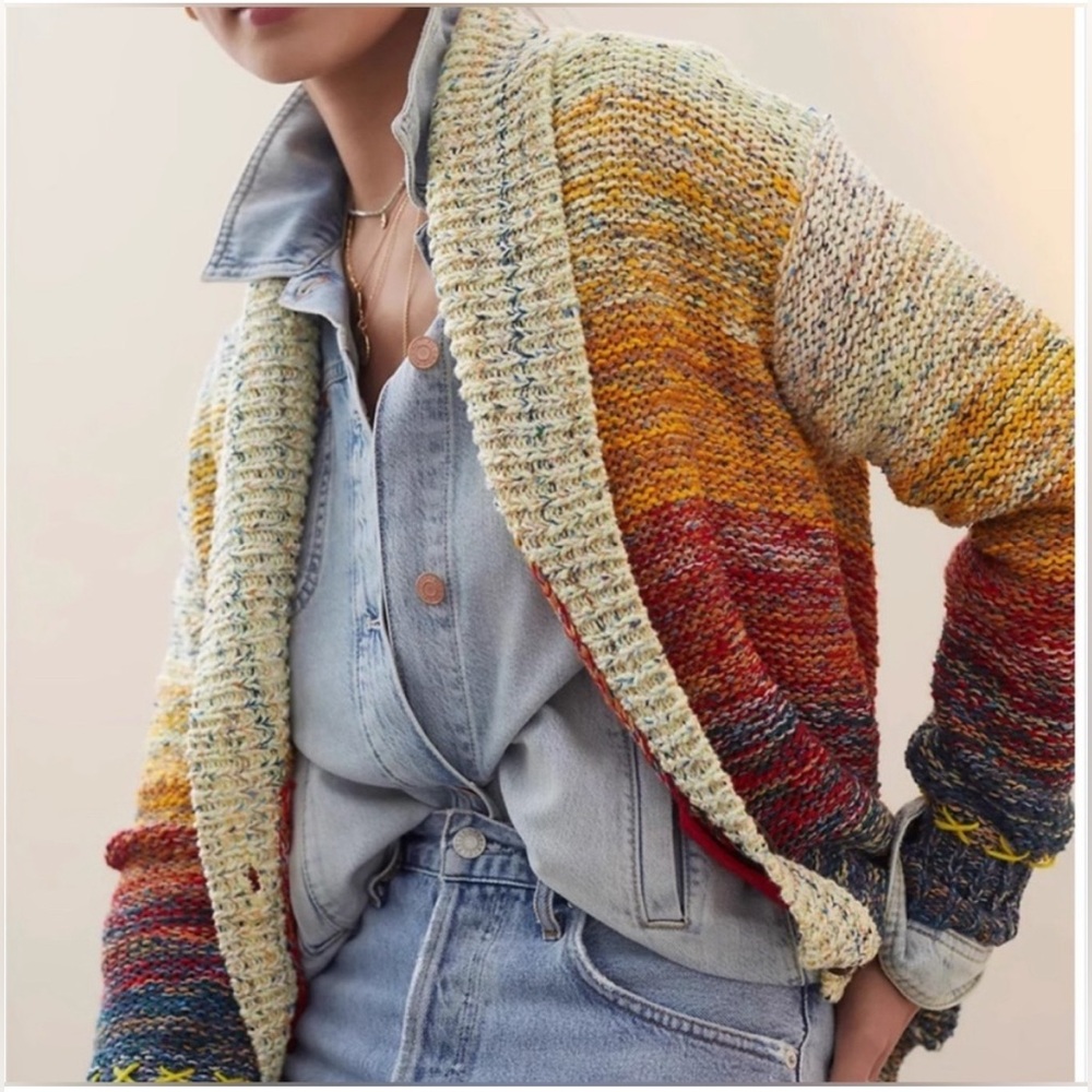 Anthropologie Pilcro Sunset Embroidered Cardigan- size XSP - Picture 9 of 12